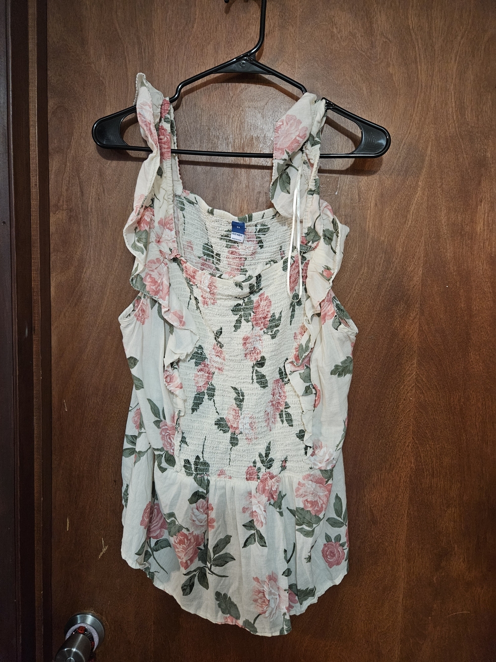 Old Navy Floral Smocked Ruffle Camisole - Pink, Green, Cream